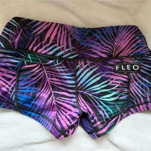 Fleo Tropical Palm Shorts - Purple Teal Pink